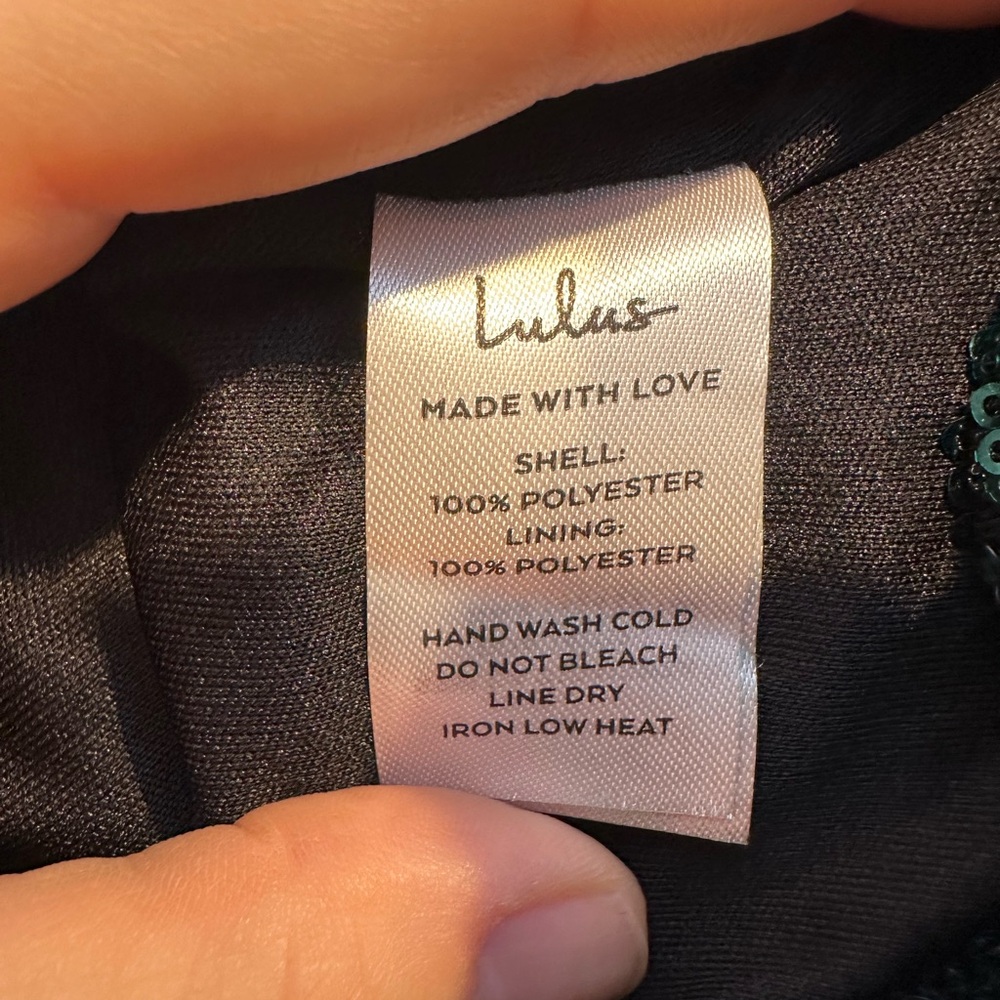 Lulu's Casmar Dark Green Square Neckline Sequin Mini Dress Size Medium NEW - Picture 9 of 9